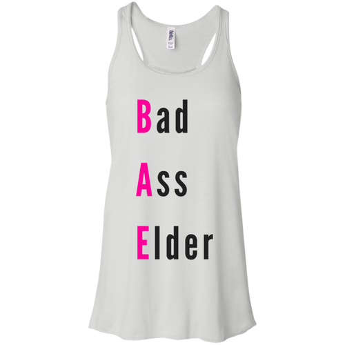 Bad Ass Elder White Flowy Racerback Tank