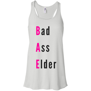 Bad Ass Elder White Flowy Racerback Tank