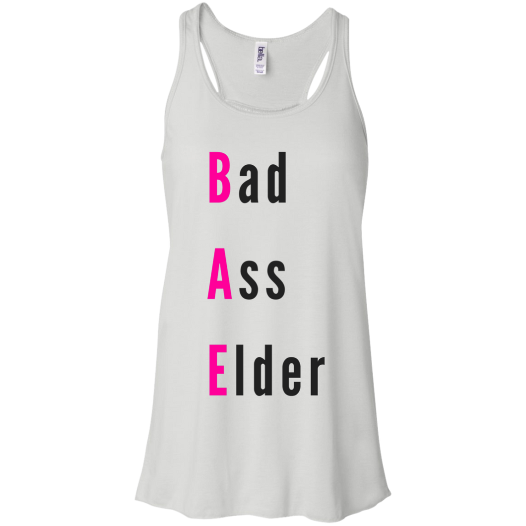 Bad Ass Elder White Flowy Racerback Tank